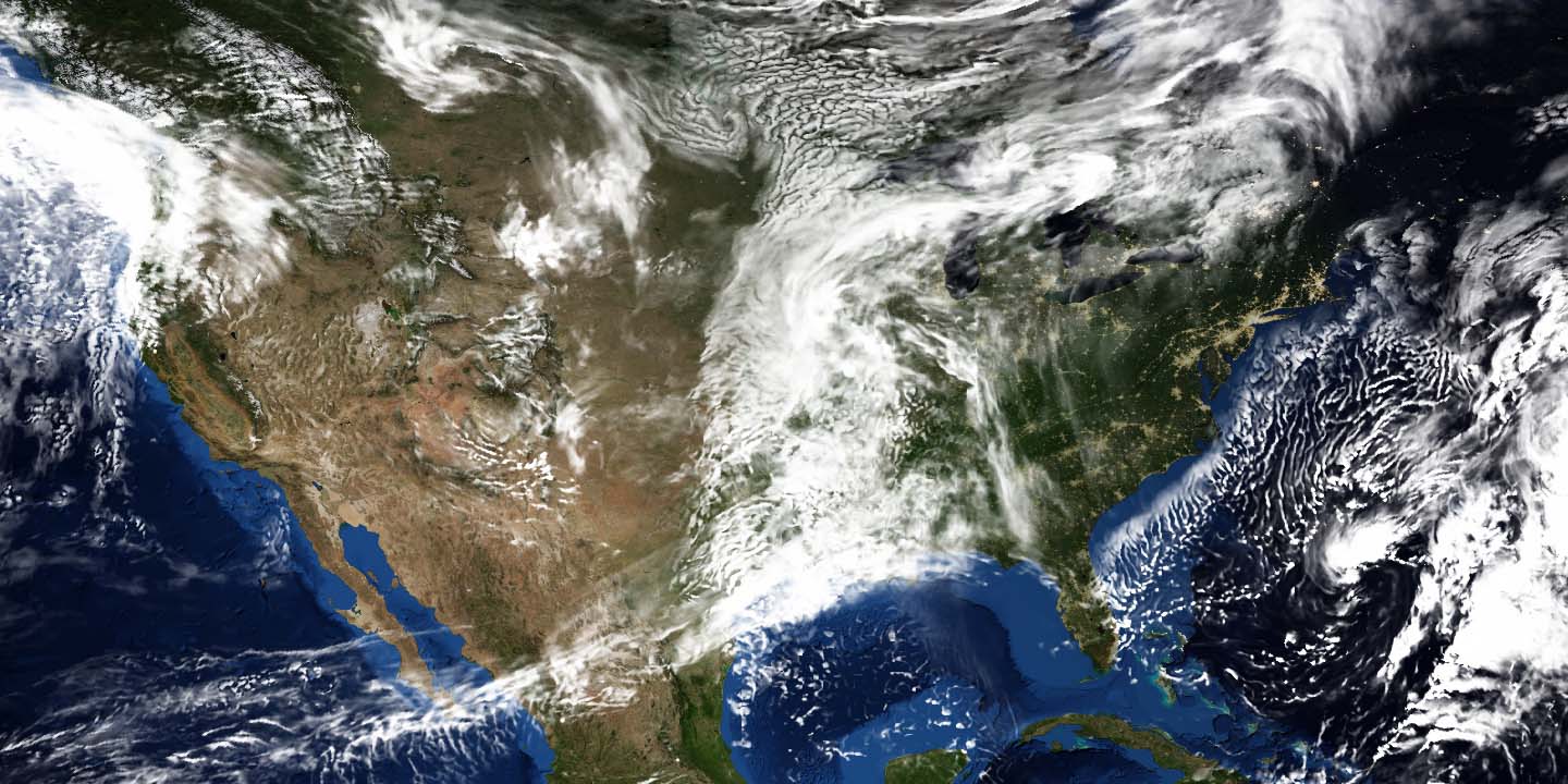 Snapshot of a high-resolution simulation of weather over the contiguous United States
