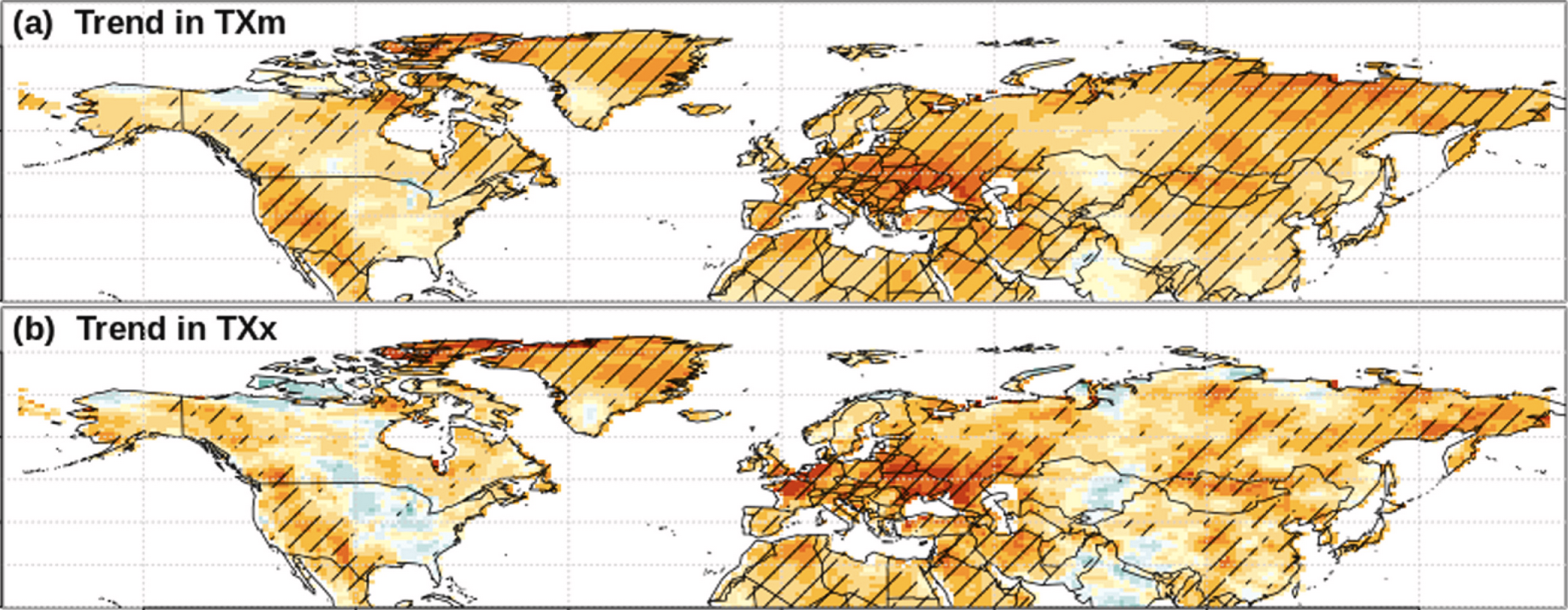 Projected changes in annual mean and annual maximum daily maximum temperature